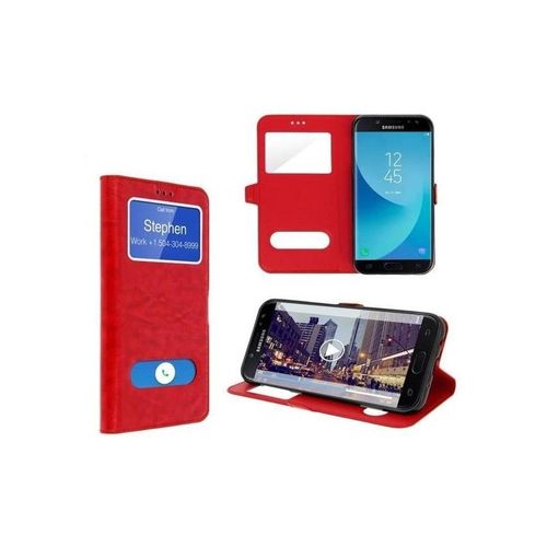 Coque Pour Samsung Galaxy A20e Rouge, Etui Flip Cover Housse Double Fenetre