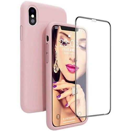 Coque Huawei Mate 20 Pro, 360 Degrés Protection Silicone Liquide Anti-Rayure Avec Protecteur D'écran Gratuit, Housse Silicone Anti-Choc Gel Case Pour Huawei Mate 20 Pro, Sable Rose