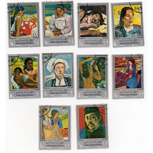 Yémen- Série De 10 Timbres Oblitérés- Tableaux De Gauguin