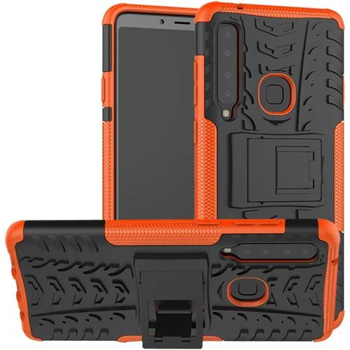 Samsung Galaxy A9 2018 Coque Pc+Tpu Modèle De Pneu Hybride Impact Armure Avec Kickstand Antichoc Lourd Duty Étui En Silicone Dur Pour Samsung Galaxy A9 2018 Orange Tire Pattern Jx.