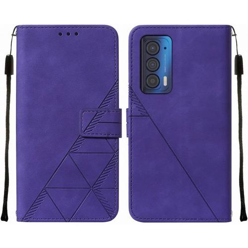 Coque Pour Motorola Edge 2021 Etui En Cuir Housse Portefeuille Avec Fentes Pour Cartes Et Magnétique Protecteur Silicone Souple Cover Pour Motorola Edge 2021 Style D'affaires Mauve