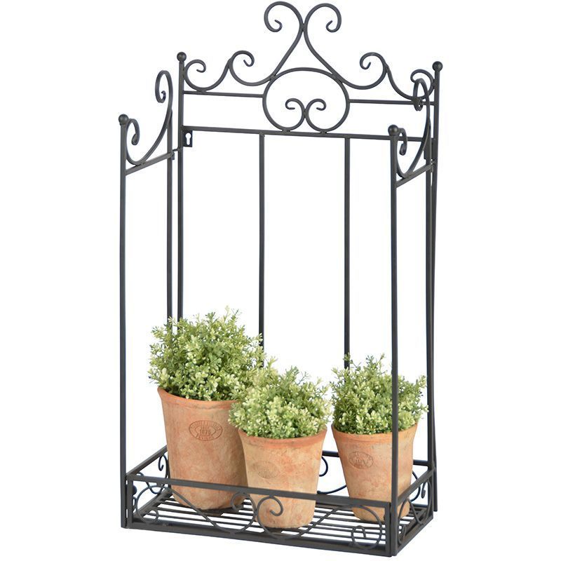 Etagère pliante à plantes arabesques demi-ronde Couleur noir Jardindeco