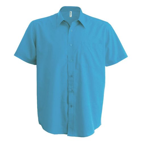 Chemise Popeline Manches Courtes - K551- Bleu Turquoise - Homme