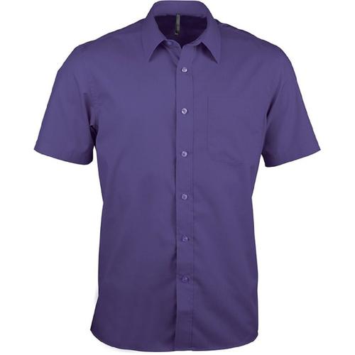 Chemise Popeline Manches Courtes - K551- Violet Pourpre - Homme