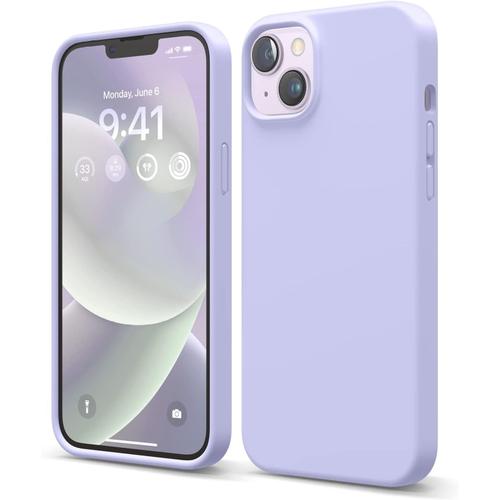 Coque Silicone Liquide Compatible Avec Iphone 14 Plus Étui 6.7¿ Coque Silicone Premium Housse Protection Complète Case Antichoc À 4 Structure Microfibre Douce Empêche Rayures Mauve