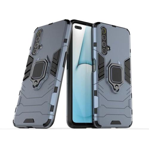 Coque Compatible Avec Oppo Realme X50 5g, Antichoc Militaire Magnétique Fermoir Anneau Réglable Anti-Rayure Pc Rigide Bumper Housse Protection Etui Pour Oppo Realme X50 5g. Bleu Kk