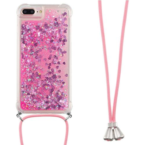 Coque Pour Iphone 6s Plus/Iphone 6 Plus 5 5 Pouces Bling Glitter Paillettes Etui De Avec Cordon Silicone Tpu Pour Filles/Femmes Antichoc Cover Pour Iphone 6s Plus/Iphone 6 Plus Rose