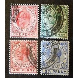 Gibraltar Oblitéré Y Et T N° 56 73 A 74 77 Lot De 4 Timbres De 1906-21