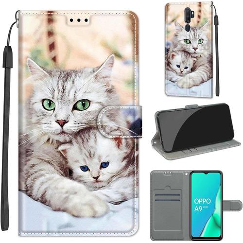 Etui Coque Pour Oppo A9 2020/Oppo A5 2020 Coque Pour Oppo A11x/Oppo A11 Pochette Protection Etui Housse Premium En Cuir Pu Fermeture Magnétique Pour Oppo A5 2020/A9 2020 6 5 Pouces