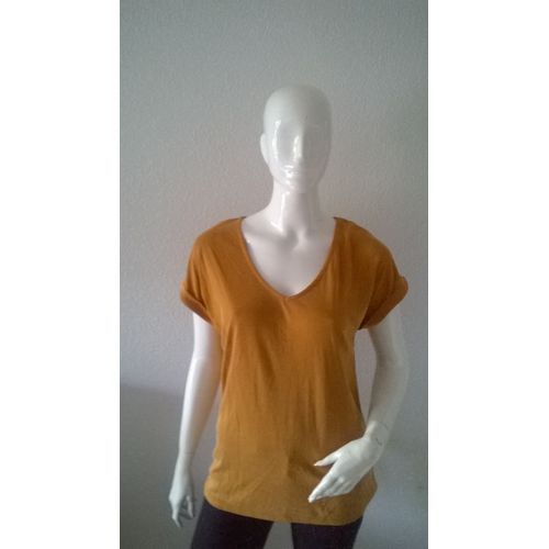 T-Shirt Jaune Moutarde Encolure V Etam Taille M