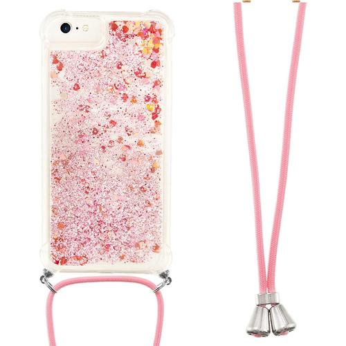 Coque Pour Iphone 6s/Iphone 6 4 7 Pouces Bling Glitter Paillettes Etui De Téléphone Avec Cordon Silicone Tpu Pour Filles/Femmes Antichoc Cover Pour Iphone 6s/Iphone 6 Diamant Poudre