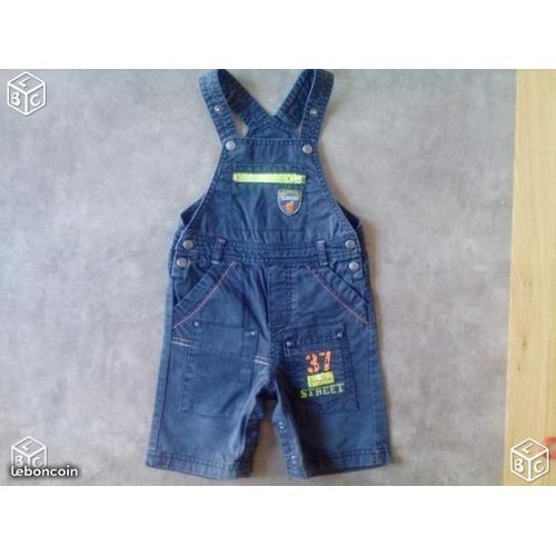 Salopette Short Toile Marine - Orchestra - T 18 Mois