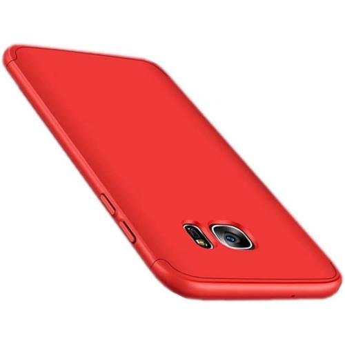 Coque Per Samsung Galaxy S7 Edge Case 360°Housse De Protection Pc Hard Shell Anti-Choc Entire 360 Degrés Full-Cover Case Scratch Pare-Chocs Casque De Protection Matte 3 En 1 - Rouge