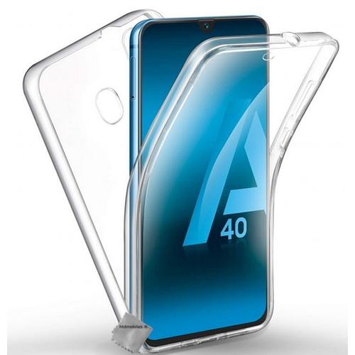 Housse Etui Coque Silicone Gel 360 Integrale Samsung Galaxy A40 + Verre Trempe - Transparent