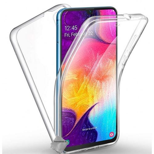 Housse Etui Coque Silicone Gel 360 Integrale Samsung Galaxy A50 + Verre Trempe - Transparent