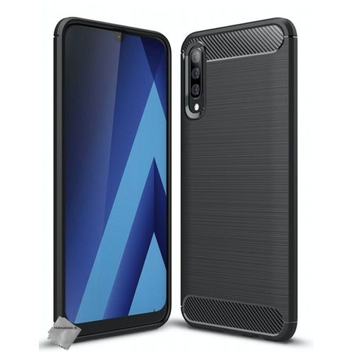 Housse Etui Coque Silicone Gel Carbone Pour Samsung Galaxy A70 + Film Ecran - Noir