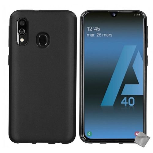 Housse Etui Coque Pochette Silicone Gel Fine Pour Samsung Galaxy A40 + Film Ecran - Noir