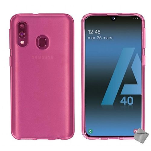 Housse Etui Coque Pochette Silicone Gel Fine Pour Samsung Galaxy A40 + Film Ecran - Rose