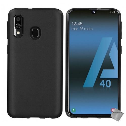 Housse Etui Coque Pochette Silicone Gel Fine Pour Samsung Galaxy A40 + Verre Trempe - Noir