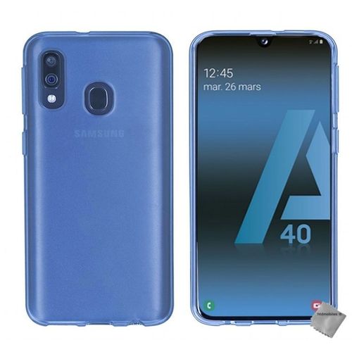 Housse Etui Coque Pochette Silicone Gel Fine Pour Samsung Galaxy A40 + Verre Trempe - Bleu