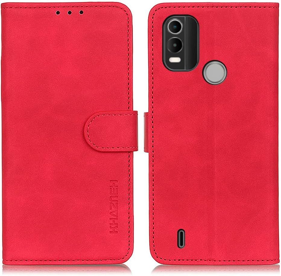 Coque Pour Nokia C21 Plus Coque À Rabat Antichoc Vintage En Cuir Synthétique Avec Support Magnétique Pochette À Billets Coque De Protection En Gel Silicone Pour Nokia C21 Plus Rouge