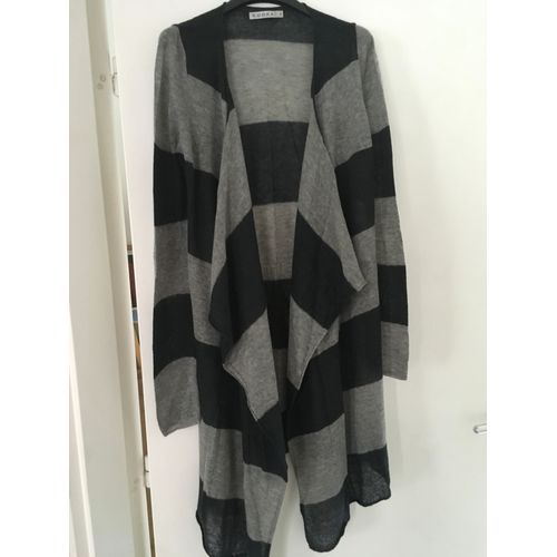 Gilet Long Et Fin Kookaï Rayé Gris Clair Et Gris Anthracite Taille 3
