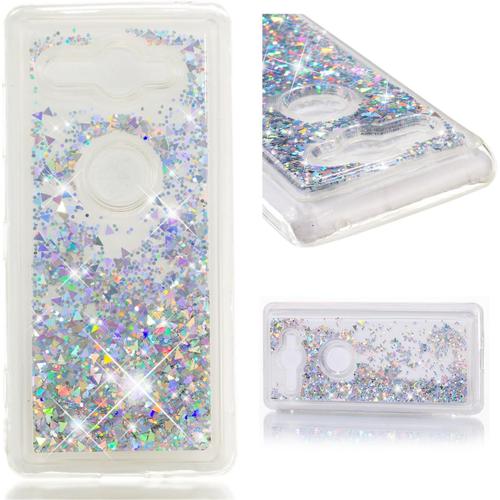 Coque Sony Xperia Xz2 Compact, Ultra Mince Coque Liquide Silicone Souple Étui Paillette Bling Glitter Housse De Protection Antichoc Bumper Case Pour Sony Xperia Xz2 Compact - Argent