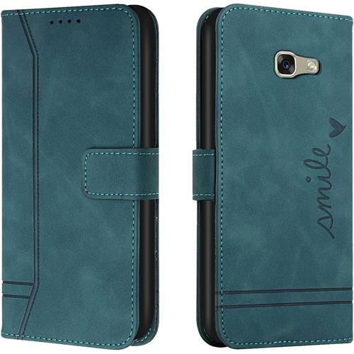 Coque Pour Samsung Galaxy A3 2017 A320, Etui Portefeuille Samsung A3 2017 A320, Protection Etui À Rabat Housse En Cuir Pu Avec Antichoc Tpu Magnétique Pour Samsung A3 2017 A320 Vert