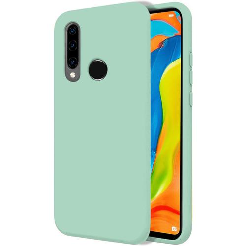 Coque Pour Huawei P30 Lite 6.15"" Étui Rigide Turquoise Silicone Liquide Premium Doux Doublure Intérieure En Microfibre Protège L'appareil Photo Antidérapant Résistant Saleté Rayures