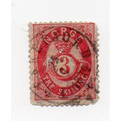 Norvège- 1 Timbre Oblitéré- Armoiries- N°18