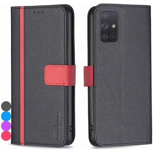 Coque Pour Samsung Galaxy A71 4g Etui Cuir Pour Galaxy A71 4g Étuis De Ceinture Pochettes Avec Fentes Cartes Et Rabat Protecteur Silicone Souple Étuis Housse Pour Samsung A71 4g Noir