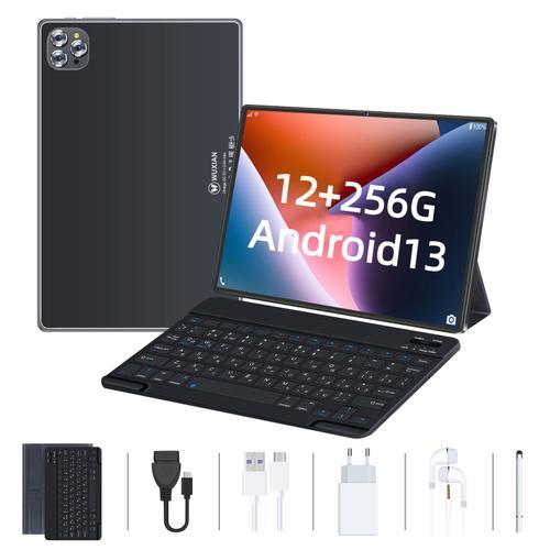 Tablette Tactile WUXIAN V62 (WIFI) 10,1 Pouces 1920*1200 IPS+FHD - Android 13 +GMS - RAM 12Go + ROM 256Go -WIFI6 + 7000mAh - Noir ( Bookcover, Clavier, Stylet)
