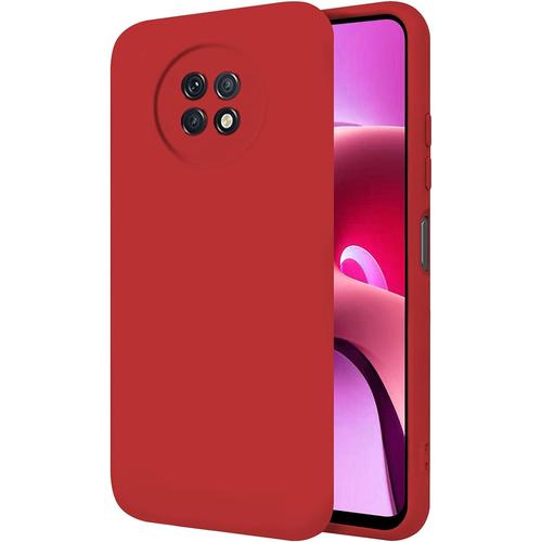 Coque Pour Xiaomi Redmi Note 9t 6.53"" Étui Rigide Rouge Silicone Liquide Premium Doux Doublure Intérieure En Microfibre Protège L'appareil Photo Antidérapant Résistant Saleté Rayures