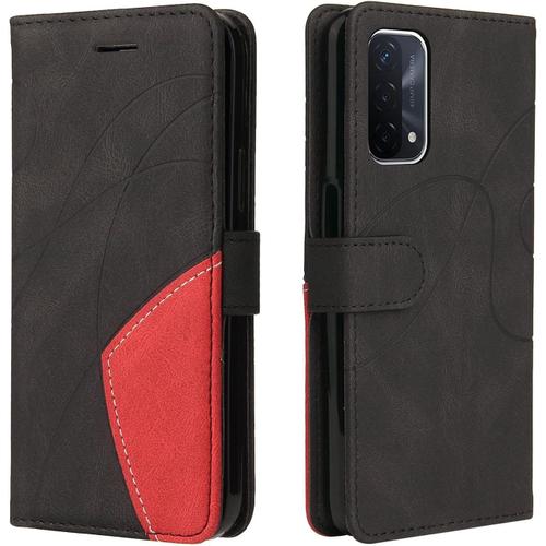 Coque Pour Oppo A93 5g Cuir Synthétique Toucher Peau Deux Couleurs Coque De Protection Antichoc Avec Support Et Fente Pour Cartes Boucle Magnétique Pour Oppo A93 5g 165 Cm U2013 Noir