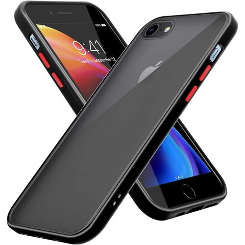 Étui Compatible Avec Apple Iphone 6 6s 7 7s 8 8s En Noir Givré Touches Rouges Coque De Téléphone Portable Avec Silicone Tpu À L'intérieur Et Dos En Plastique Mat Housse De Protection