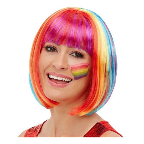 Perruque Bob Arc-En-Ciel Courte Avec Frange (Taille Unique)