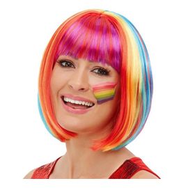 Perruque Bob Arc-En-Ciel Courte Avec Frange (Taille Unique)
