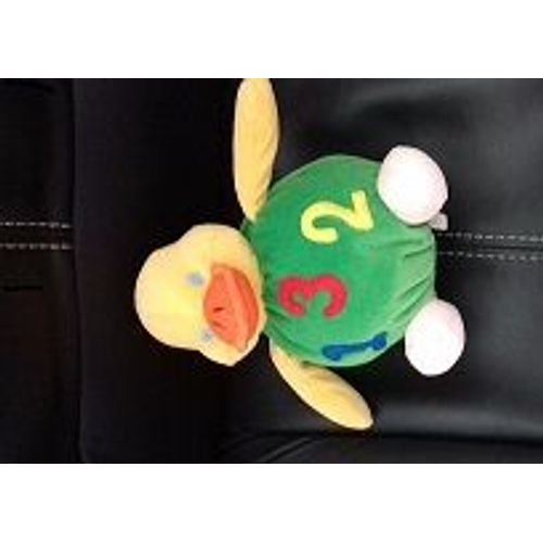 Cp International - Doudou Hochet Canard Boule Vert Jaune Pattes Roses - 18 Cm