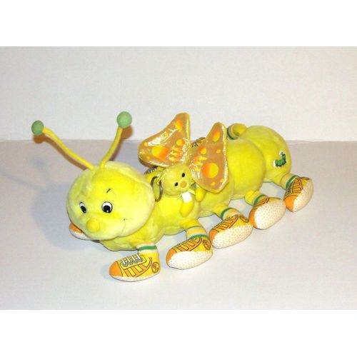 Chenille Jaune Familipattes Lumineuse Lansay Peluche Doudou Mille Pattes Avec Son Petit Papillon Porte Cles Dessus Le Dos