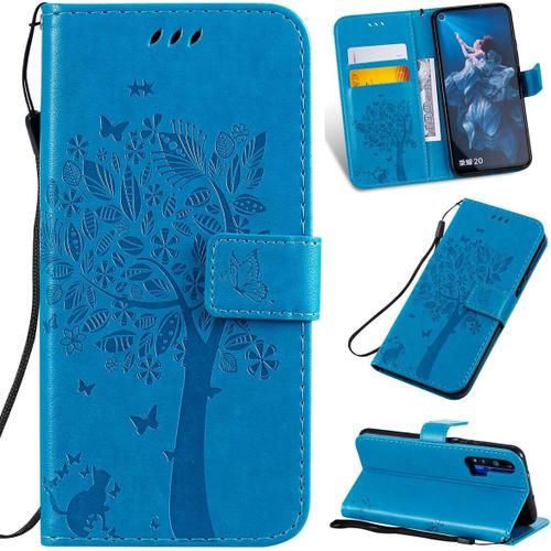 Coque Huawei Honor 20 Honor 20 Pro Nova 5t Chat Arbre Motif Étui En Pu Cuir Flip Case De Protection Portefeuille Stand Cover Etui Housse Pour Huawei Honor 20 Honor 20 Pro Nova 5t Cas