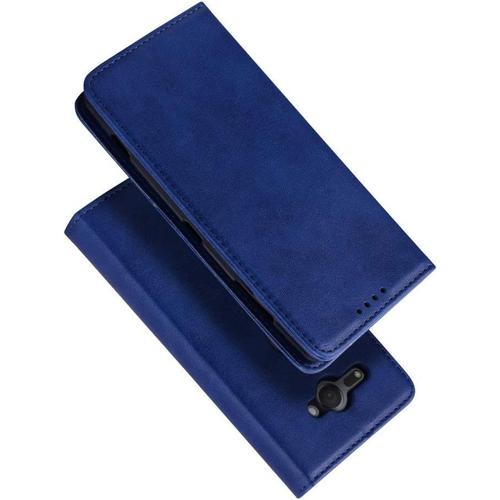 Coque Sony Xperia Xz2 Compact, Cuir Pu Rétro Et Coque Souple Élégante Fonction Support Emplacements Pour Cartes Et Portefeuille Fermeture Magnétique Pour Sony Xperia Xz2 Compact Bleu