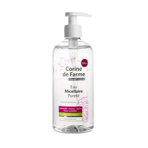 Corine De Farme - Gelée Micellaire Pureté -Geste 3 En 1 - Elimine Le Maquillage- Extrait De Fleur De Pivoine - 100% Made In France - 500 Ml 