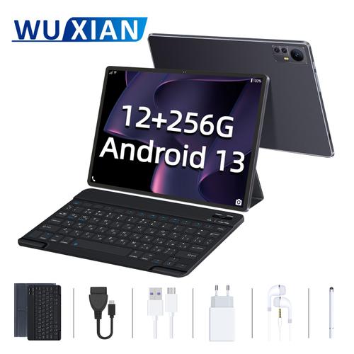 Tablette Tactile WUXIAN S39 (WIFI+ 4G LTE) 10,1 Pouces 1920*1200 IPS+FHD - Android 13 +GMS - RAM 12Go + ROM 256Go -WIFI6 + Double SIM Carte -7000mAh - Noir (Bookcover, Clavier, Stylet)