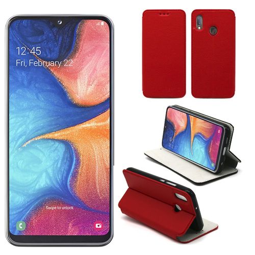 Housse Samsung Galaxy A20e Rouge - Etui Coque Galaxy A20e Protection Antichoc À Rabat Smartphone 2019 - Accessoires Pochette Case Xeptio