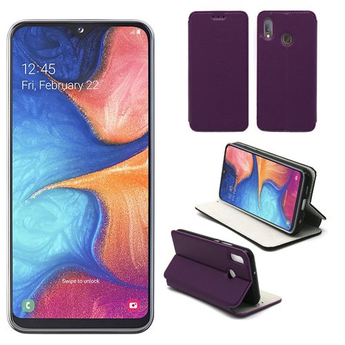 Housse Samsung Galaxy A20e Violette - Etui Violet Coque Galaxy A20e Protection Antichoc À Rabat Smartphone 2019 - Accessoires Pochette Case Xeptio