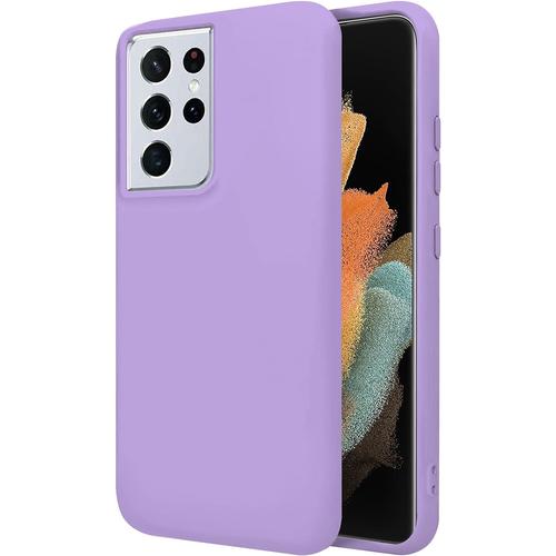 Coque Pour Samsung Galaxy S21 Ultra 5g Galaxy S30 Ultra 5g 6.8"" Étui Rigide Lila Silicone Liquide Premium Doux Doublure Intérieure En Microfibre Protège L'appareil Photo Antidérapant