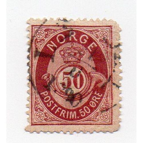 Norvège- 1 Timbre Oblitéré Avec Trace De Charnière- Armoiries- Faciale 50