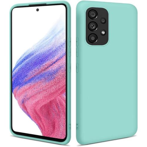 Coque Pour Samsung Galaxy A53 5g Anti-Poussière Étui De Protection En Silicone Tpu Premium Résistant Aux Chocs Protecteur D'écran Et De Caméra Housse Ajustement Parfait Mat Turquoise