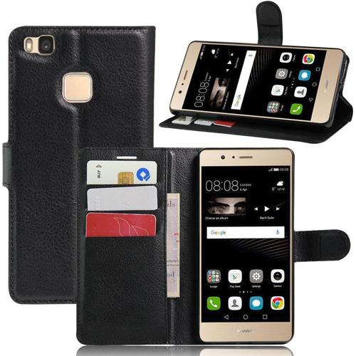 Coque Pour Huawei P9 Lite G9 Lite, Etui Carte Couverture Livre, Silicone Tpu Bumper Cuir Cuir Portefeuille Flip Portefeuille Anti Choc Housse Fermeture Magnétique Fonction Stand, Noir