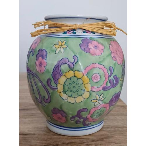 Vase chinois en Céramique Motif Floral. Parfait état